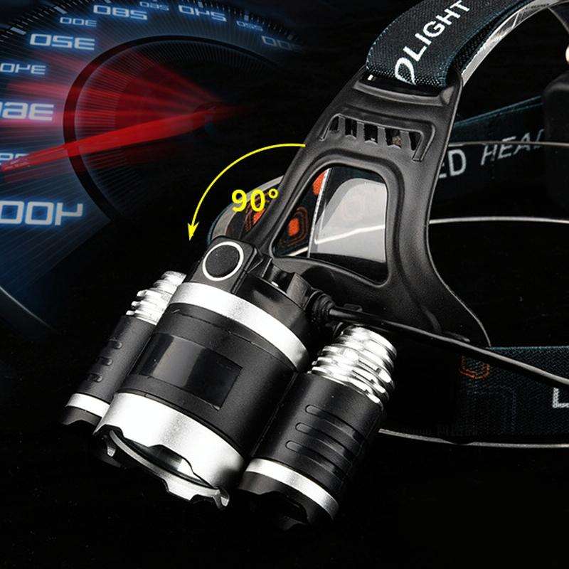 Strong Light Long-Range Rechargeable Three-Head Lamp Outdoor Fishing Lamp Led Head-Mounted Flashl...