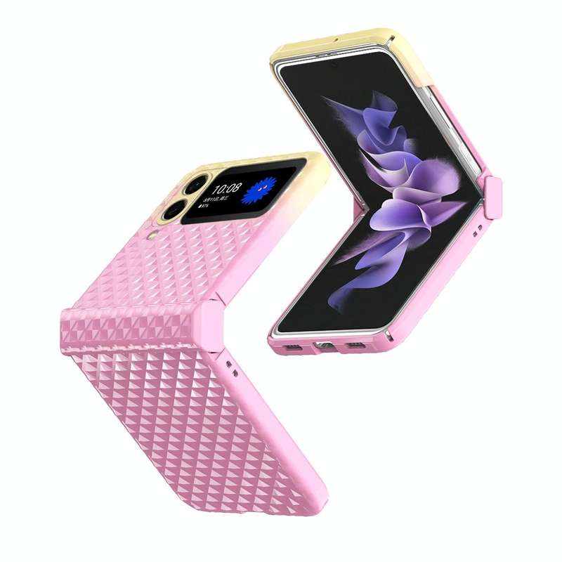 For Samsung Galaxy Z Flip4 Rainbow Gradient Hinge Shockproof Phone Case(Pink Green)