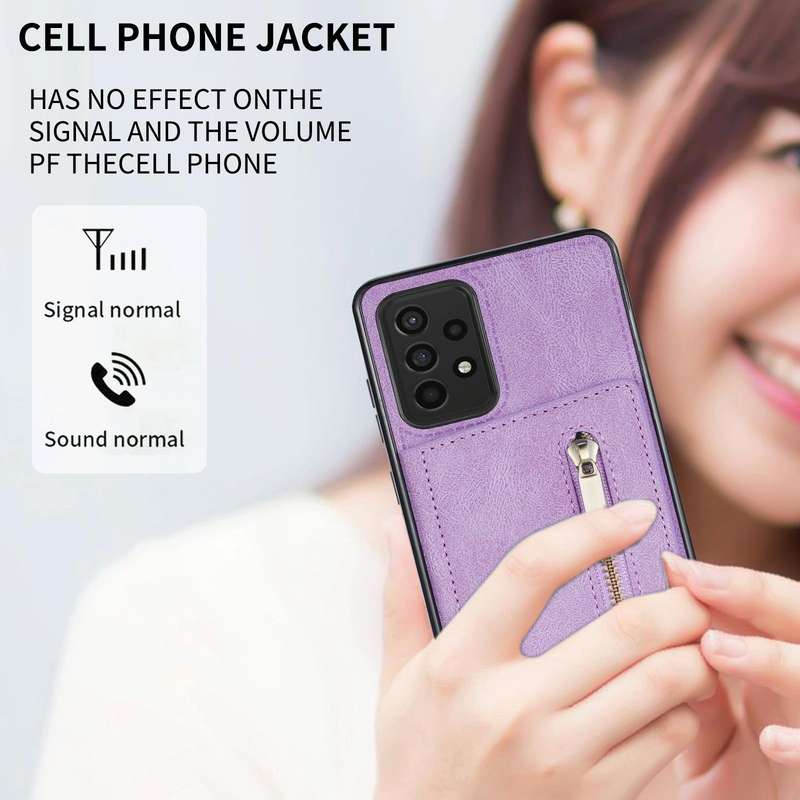 For Samsung Galaxy A53 5G Zipper Card Holder Phone Case(Purple)