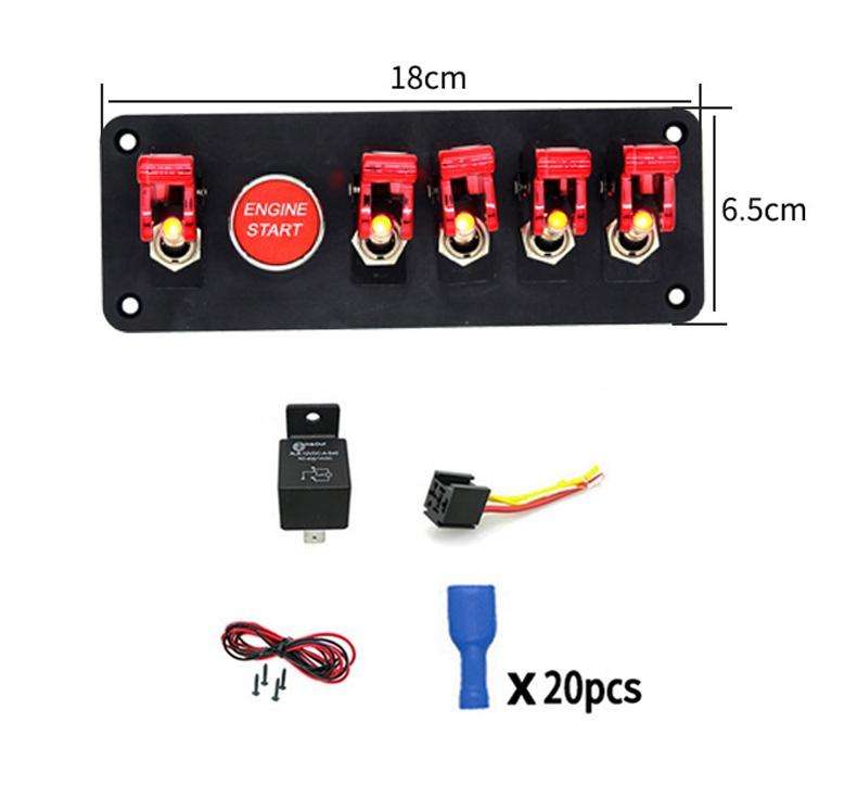12V Universal Car One-key Start Button Modified Racing LED Light Rocker Switch Panel(Carbon Fiber...