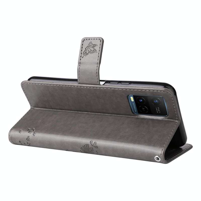 For vivo Y21/Y21s/Y33s Tree & Cat Embossing Pattern Horizontal Flip PU Leather Case with Holder &...