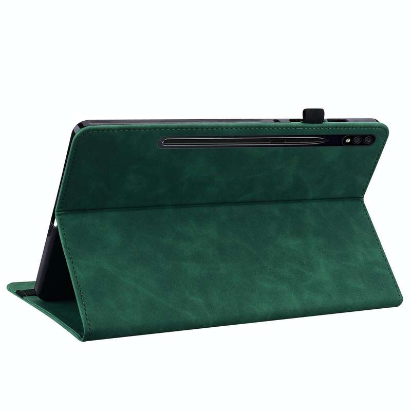 For Samsung Galaxy Tab S7+ / S8+ Skin Feel Solid Color Zipper Leather Tablet Case(Green)