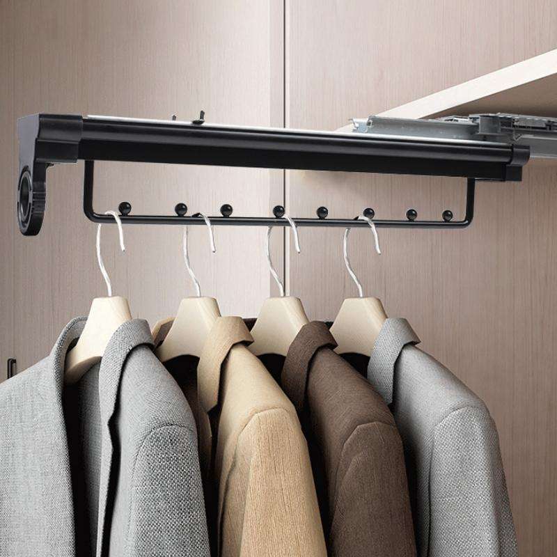 Y02 14 inches 6 Beads Wardrobe Hardware Push-Pull Hanging Rod Clothes Rail