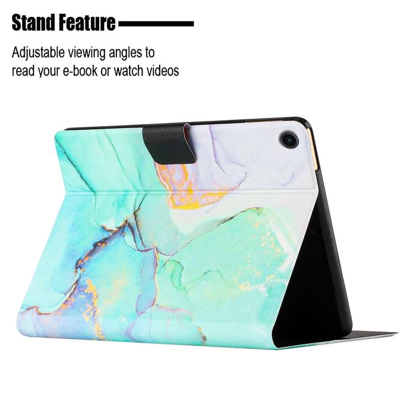 For Samsung Galaxy Tab A8 Marble Pattern Smart Leather Tablet Case(Green)