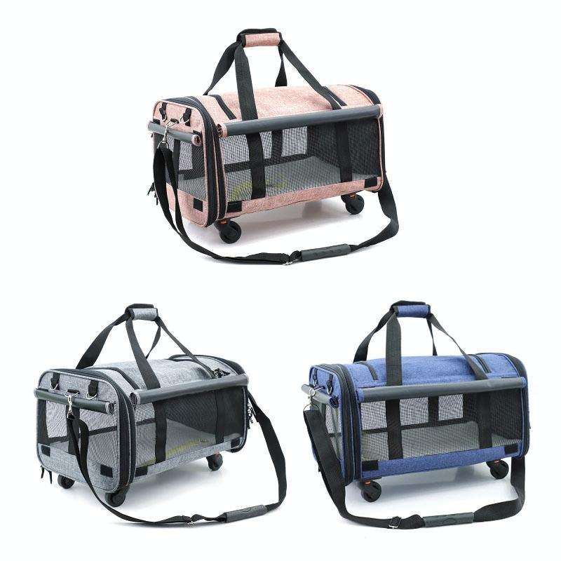 LDLC QS-019 Hauling Universal Wheel Large-capacity Pet Carrier Bag, Size: M(Light Pink)