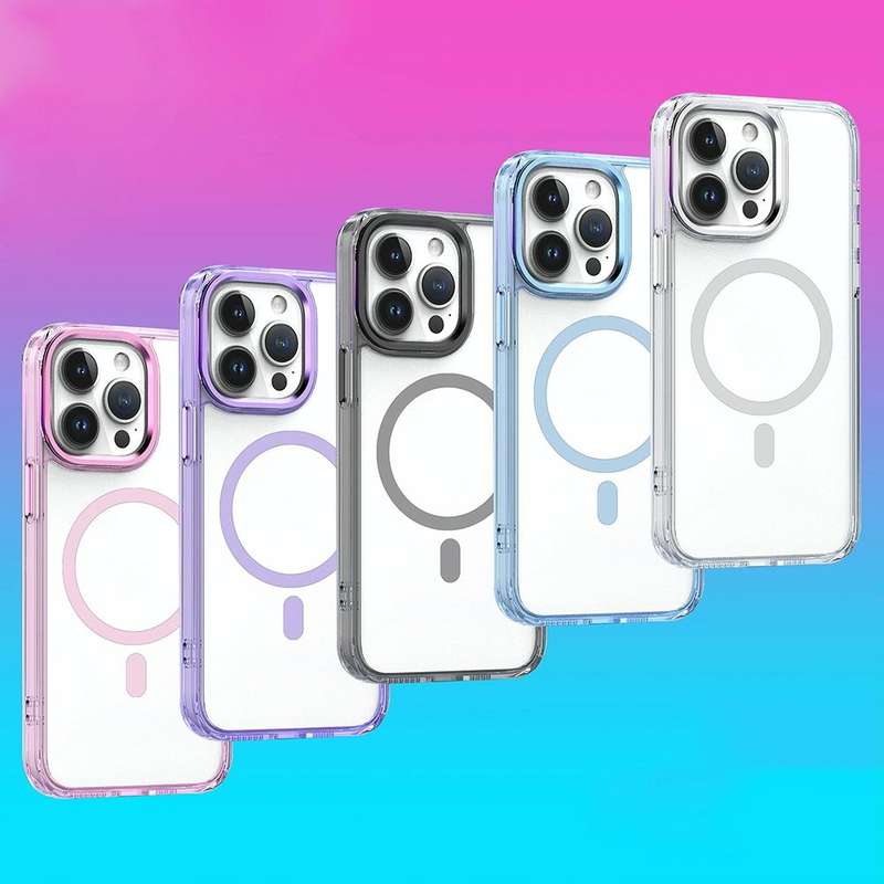 For iPhone XS Max MagSafe Magnetic Clear Phone Case(Purple)