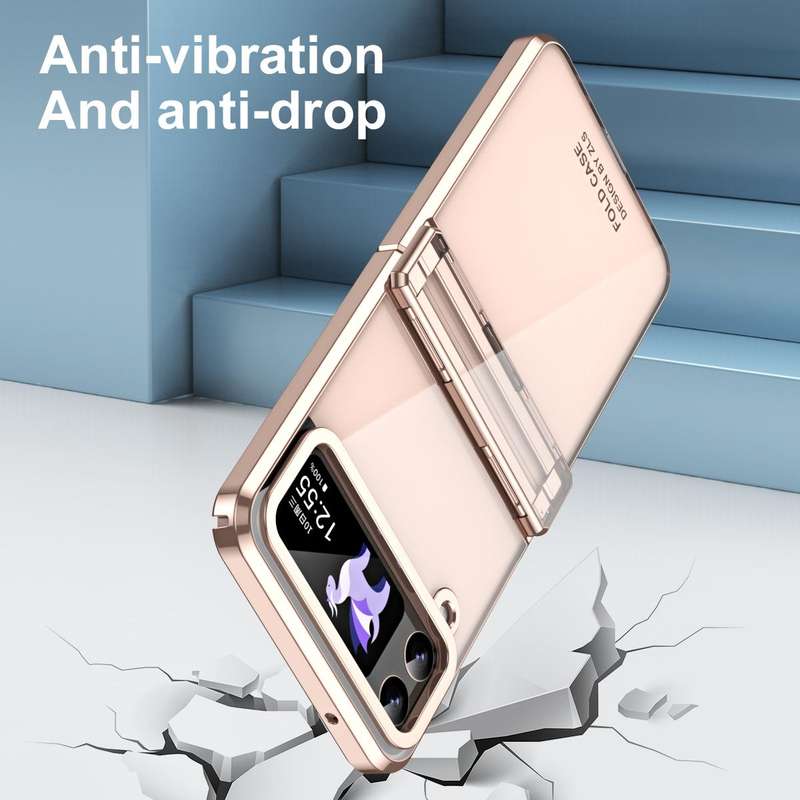 For Samsung Galaxy Z Flip4 5G Electroplating Phantom Series PC Folding Case with Hinge(Rose Gold)