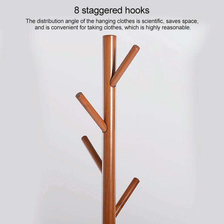 Creative Tree-shaped Solid Wood Floor Hatstand Clothes Hanging Rack,Size: 176x48x48cm (Coffee)