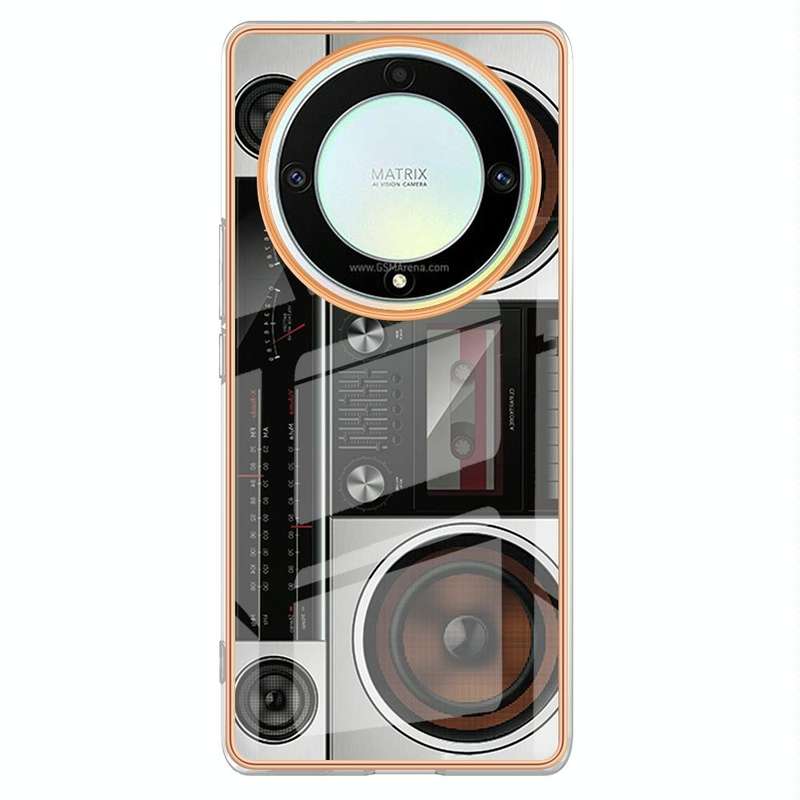 For Honor X9a / Magic5 Lite Electroplating Marble Dual-side IMD Phone Case(Retro Radio)