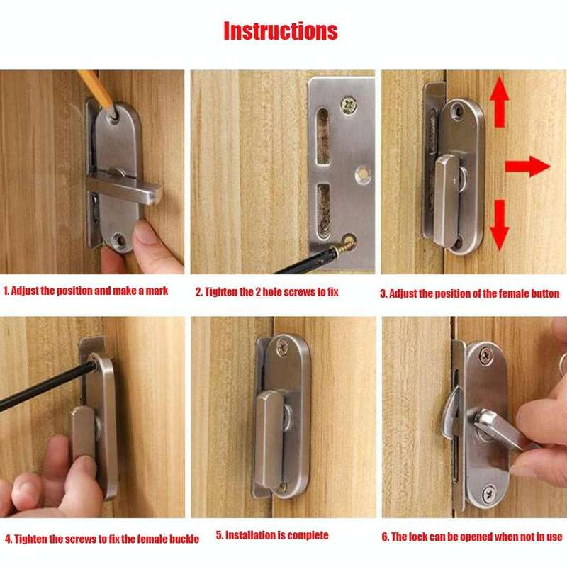 Zinc Alloy Slot-free / Punching 90 Degrees Right Angle Migration Door Hook Lock