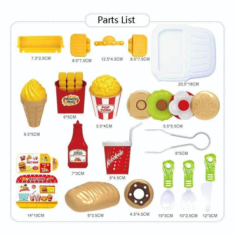 Educational Toys Children Simulation Pretend Play House Toys Kit Backpack(Fast Food)