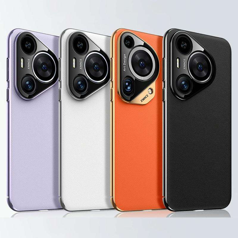 For Huawei Pura 70 Ultra Plain Leather Series Shockproof Phone Case(Orange)