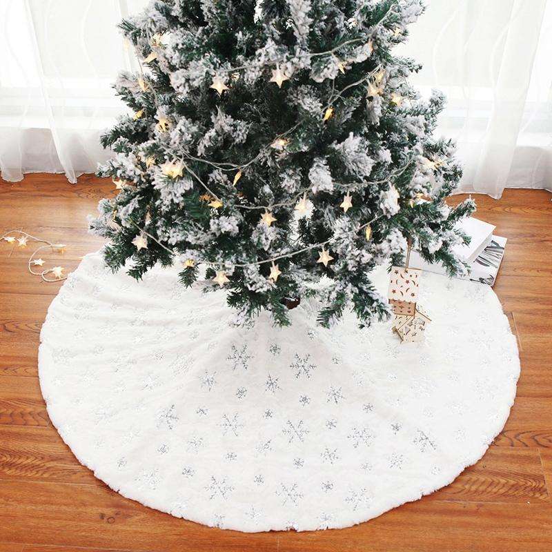 Christmas Tree Plush Sequin Embroidered Bottom Decorative Skirt, Size:90cm(Silver)