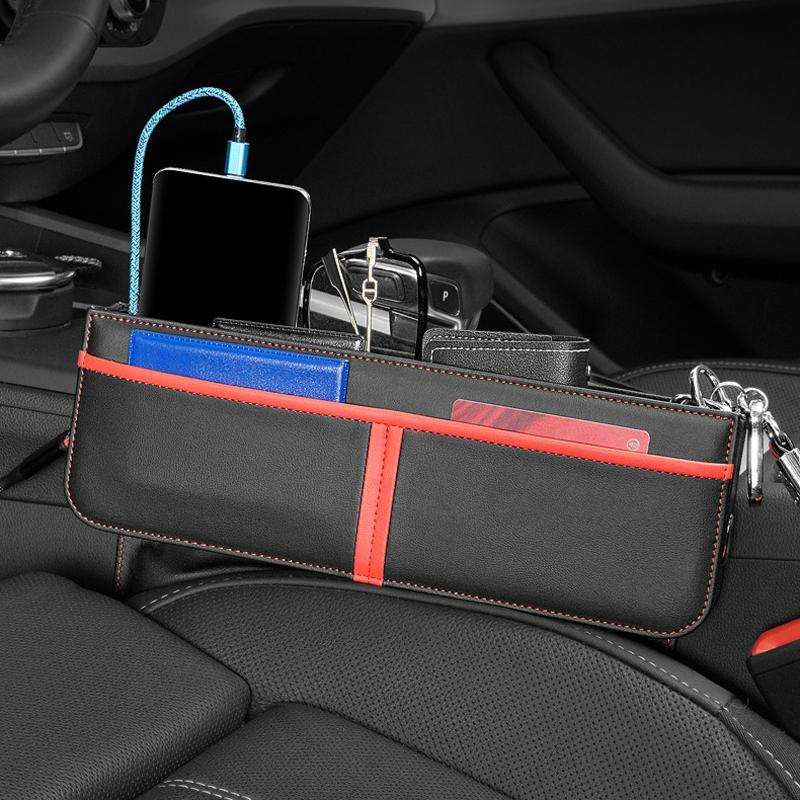 Leather Car Seat Gap Multifunctional Storage Box(Brown)
