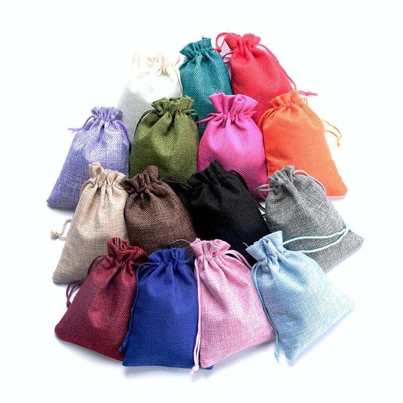 50 PCS Multi size Linen Jute Drawstring Gift Bags Sacks Wedding Birthday Party Favors Drawstring ...