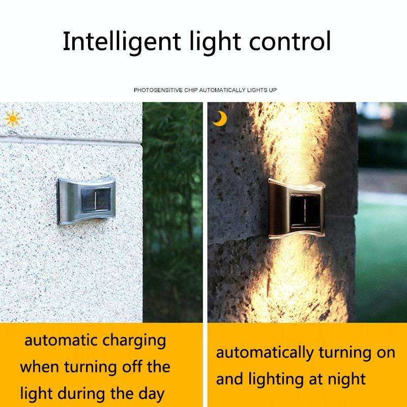 6 LED Solar Outdoor Garden Stainless Steel Wall Lamp(Color Light)