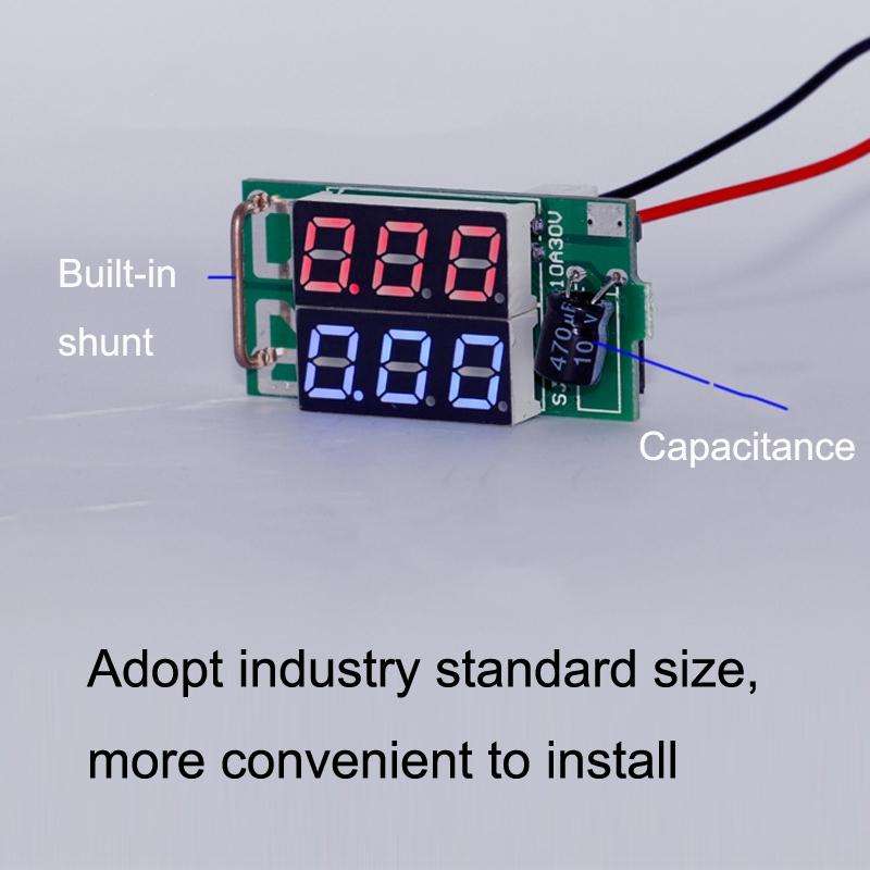 Dual-Display Voltage Current Meter Digital DC Voltage Meter, Specification: 50A (Red Blue)