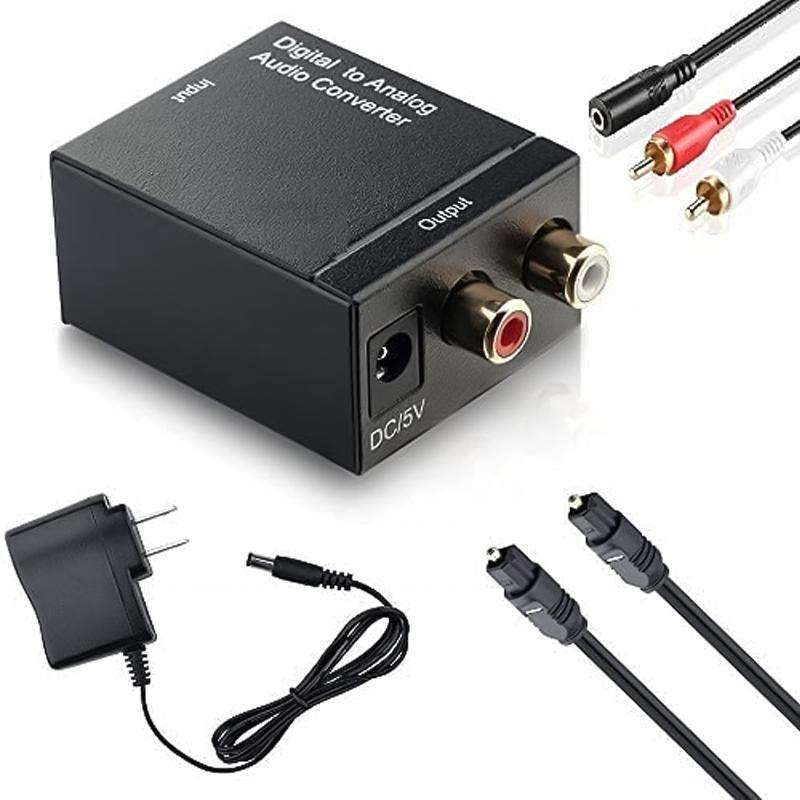 Digital Optical Coaxial Toslink to Analog RCA Audio Converter(Black)