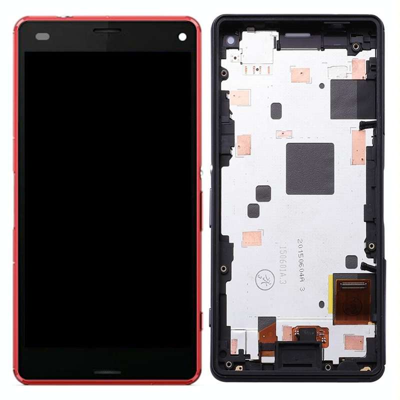 OEM LCD Screen for Sony Xperia Z3 Mini Compact Digitizer Full Assembly with Frame(Red)