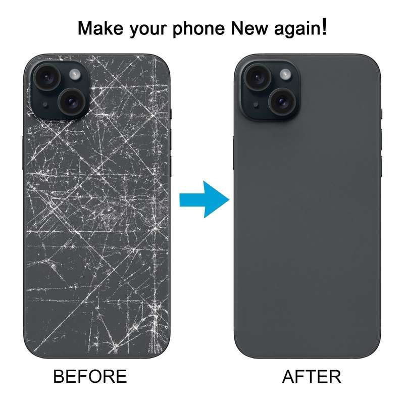 For iPhone 15 Plus Battery Back Cover with Camera Lens Cover + MagSafe Magnet(Black)