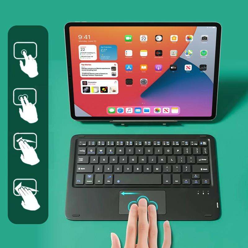 HB119B 10 inch Universal Tablet Wireless Bluetooth Keyboard with Touch Panel (Black)