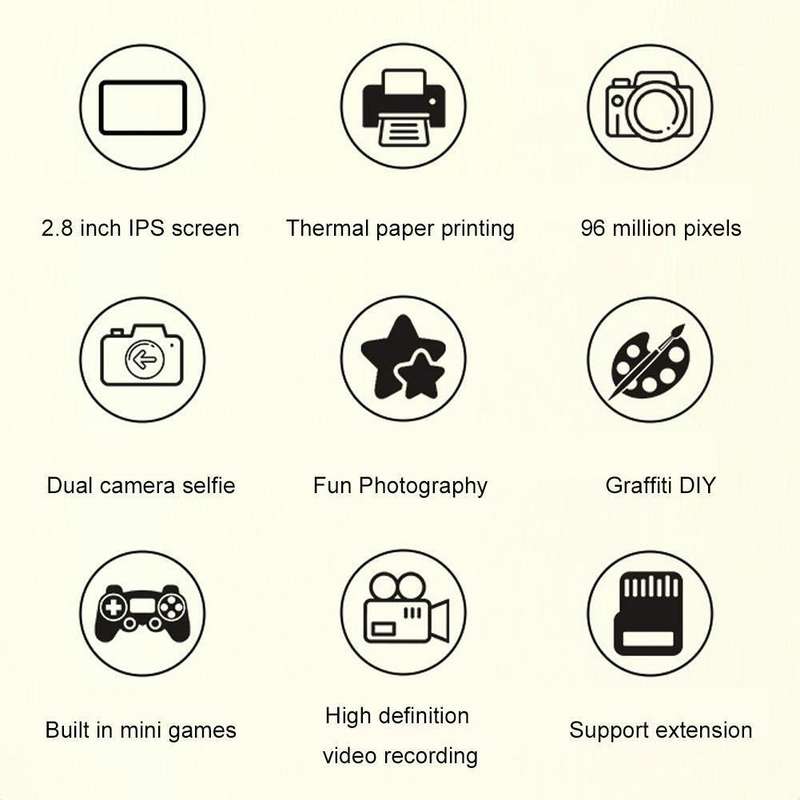 1080P Instant Print Camera 2.8-inch IPS Screen Front and Rear Dual Lens Kids Camera, Spec: Yellow