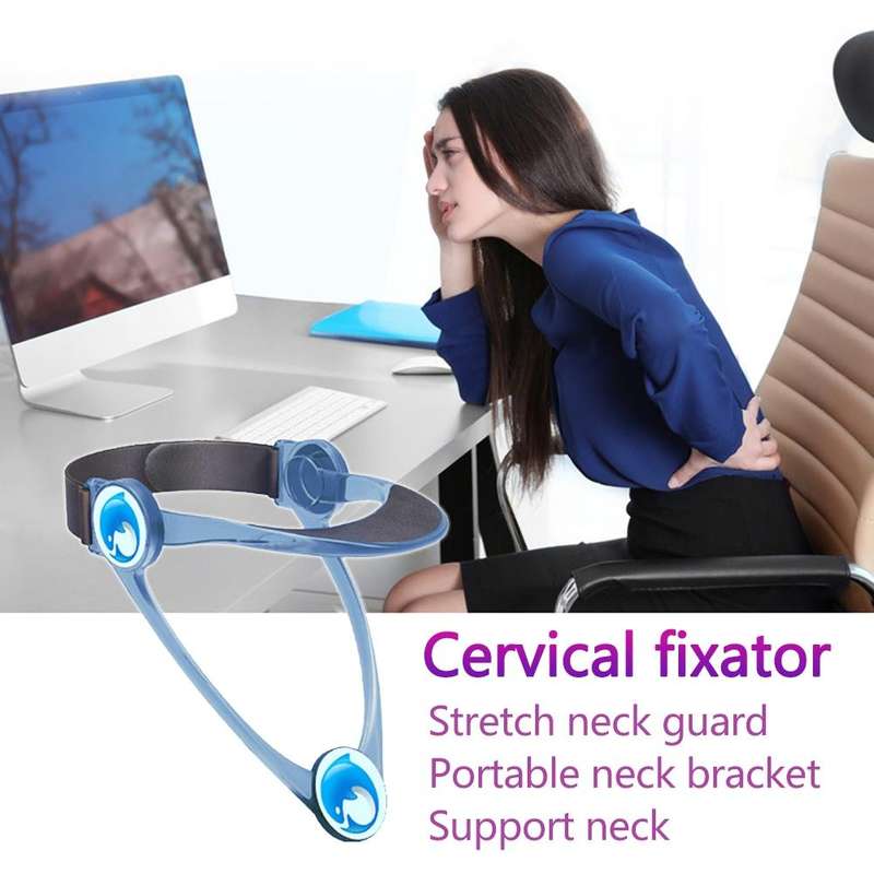 Adult Adjustable Neck Brace Household Cervical Spine Correction Protector(Blue)