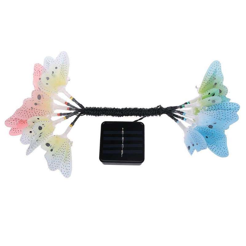 Solar Powered Butterfly Fiber Optic Fairy String Waterproof Christmas Outdoor Garden Holiday Ligh...