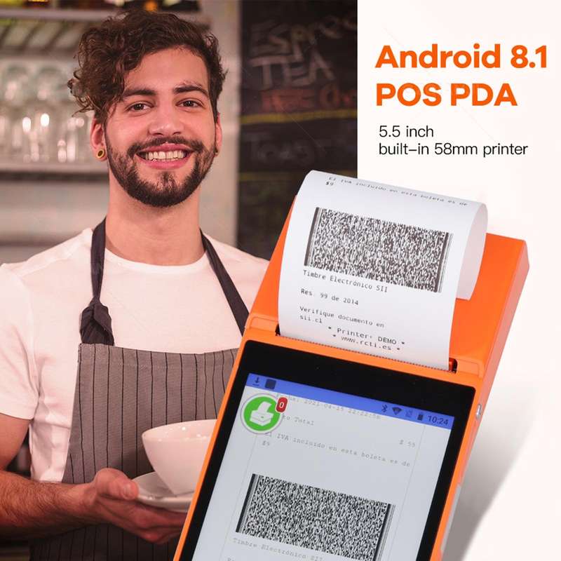 SGT-SP01 5.5 inch HD Screen Handheld POS Receipt Printer, Suit Version, EU Plug(Blue)