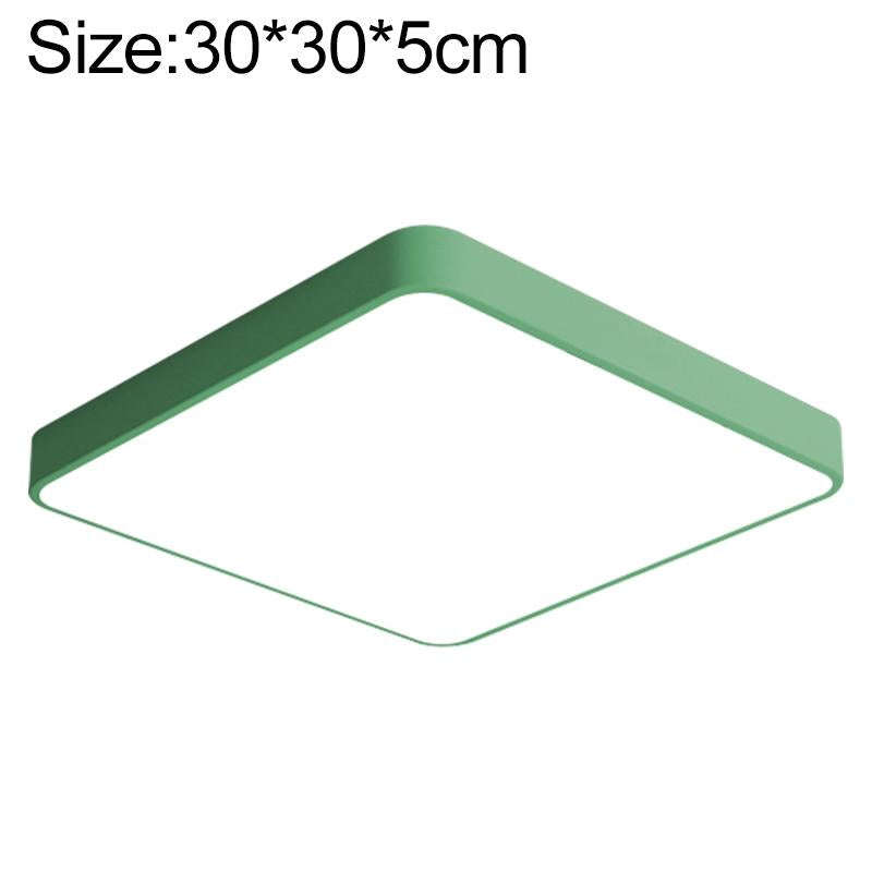 Macaron LED Square Ceiling Lamp, White Light, Size:30cm(Green)