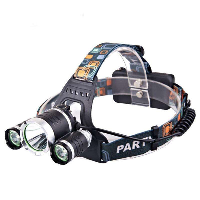 Strong Light Long-Range Rechargeable Three-Head Lamp Outdoor Fishing Lamp Led Head-Mounted Flashl...