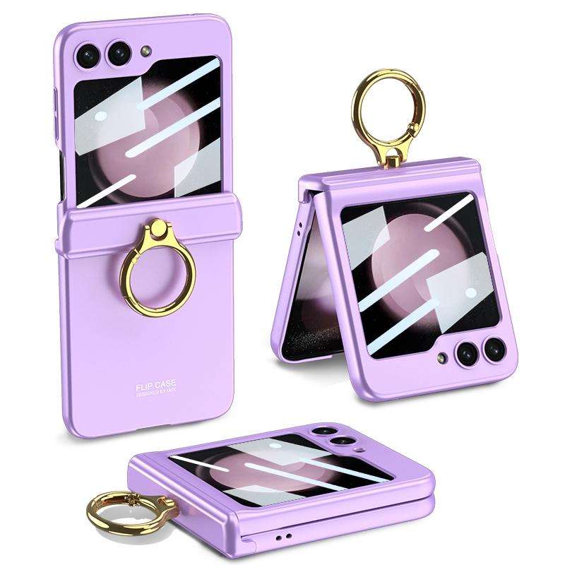 For Samsung Galaxy Z Flip5 GKK Integrated Magnetic Hinge Phone Case with Ring Holder(Purple)