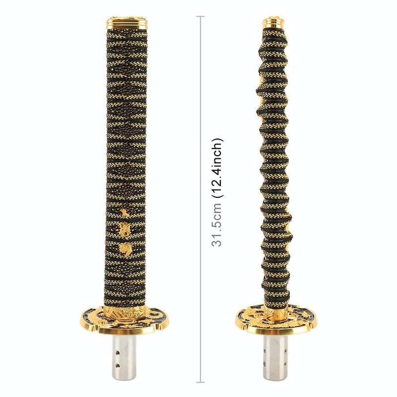 Universal Samurai Shape Manual or Automatic Gear Shift Knob, Length: 31.5cm (Gold)