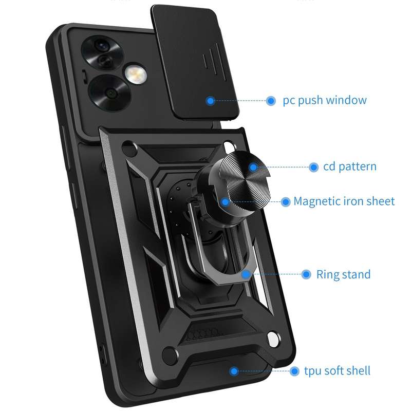 For OPPO A79 5G Global Sliding Camera Cover Design TPU Hybrid PC Phone Case(Mint Green)