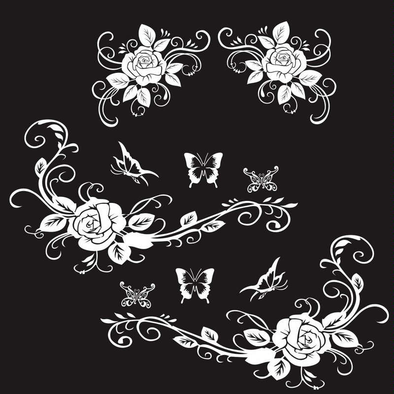 2 PCS/Set D-72 Butterfly Love Flower Pattern Car Modified Decorative Sticker(White)