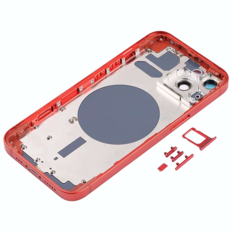 Back Housing Cover with SIM Card Tray & Side  Keys & Camera Lens for iPhone 13(Red)