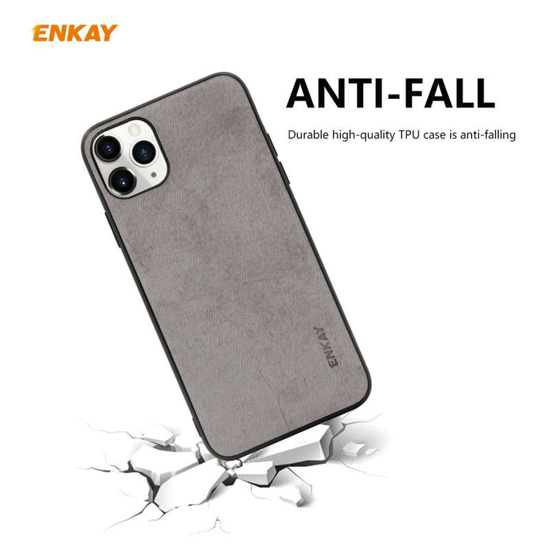 For iPhone 11 Pro Max ENKAY ENK-PC030 Business Series Fabric Texture PU Leather + TPU Soft Slim C...