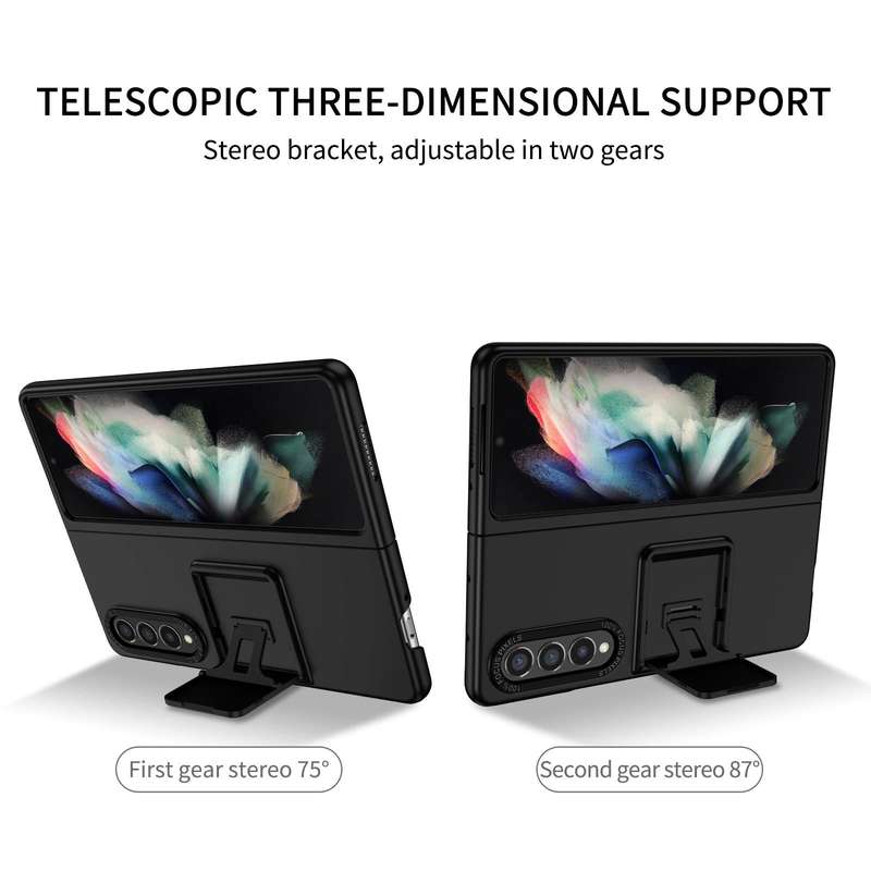 For Samsung Galaxy Z Fold3 5G Three-dimensional Folding Holder PC Phone Case(Black)