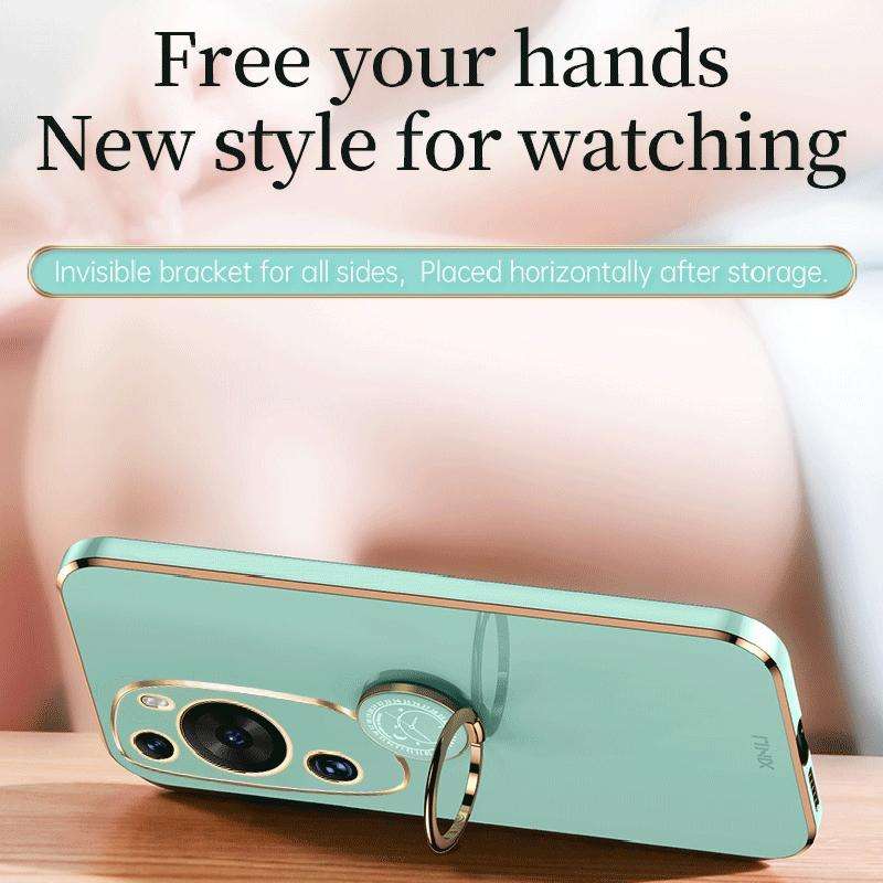 For Huawei P60 Art XINLI Straight Edge 6D Electroplate TPU Phone Case with Ring Holder(Pink)