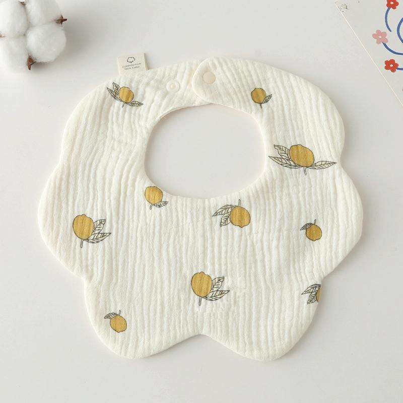 Pure Cotton 6-layer Seersucker Bib Baby Saliva Napkin Newborn Toddler Soft Burp Cloth, Style: Yel...