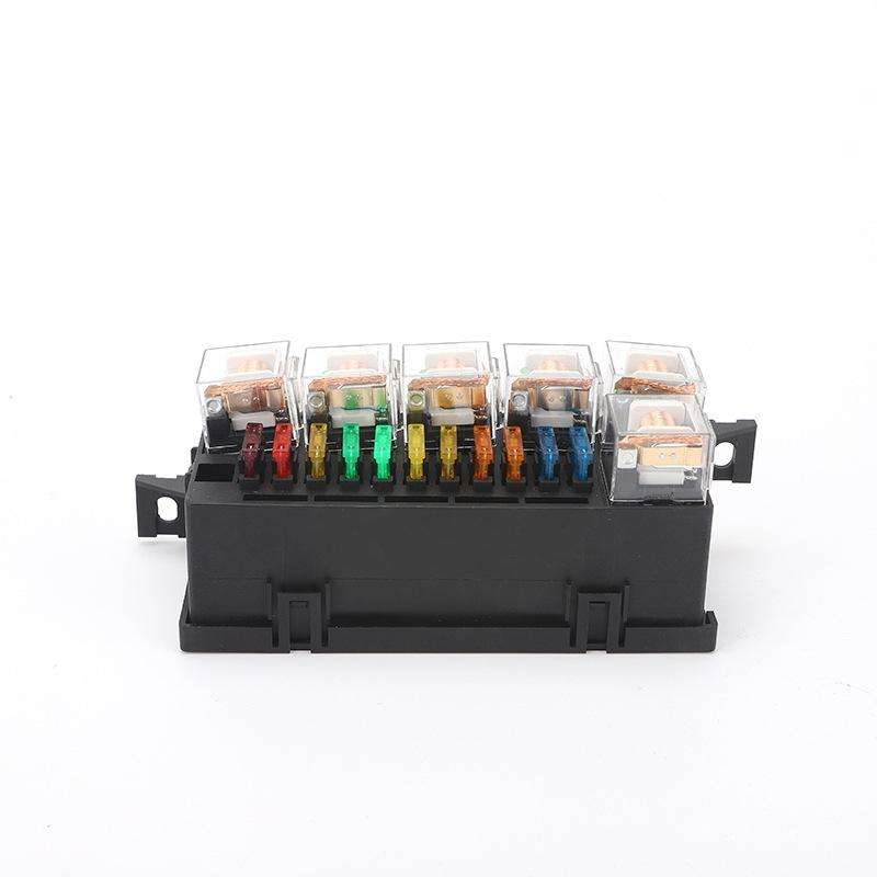 Car Modified 12V / 4Pin / 40A Black Shell 11-Way Fuse With 6-Way Relay Car Machine Cabin Link Inn...