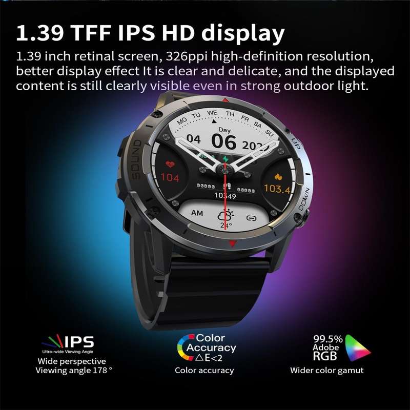 NX9 1.39 inch Color Screen Smart Watch,Support Heart Rate Monitoring/Blood Pressure Monitoring(Bl...