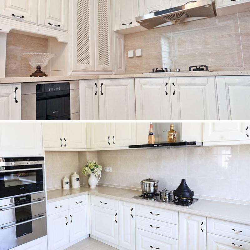 2 PCS 5003_128 Black and White Ceramic Closet Cabinet Handle Pitch: 128mm