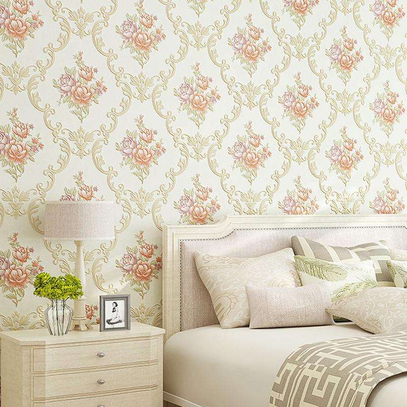 0.53 x 3m 3D Pastoral Style Wallpaper Bedroom Living Room Non-Woven Fabric Self-Adhesive Wall Sti...