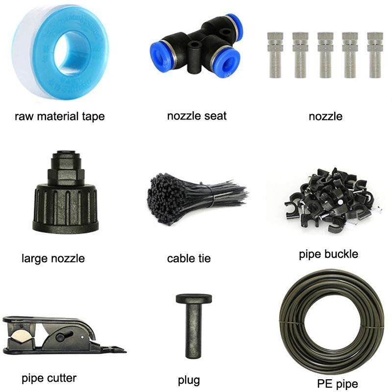 Low Pressure Spray DIY Kit Outdoor Cooling Atomization System, Specification: 25m 30 Heads(Black)