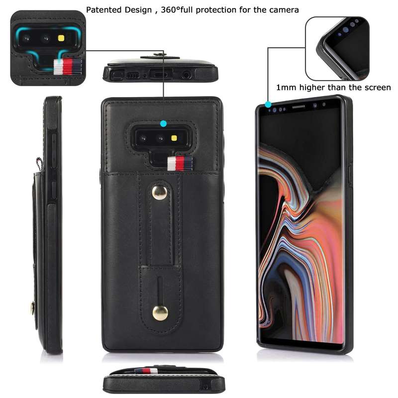 For Samsung Galaxy Note9 Wristband Kickstand Wallet Leather Phone Case(Black)