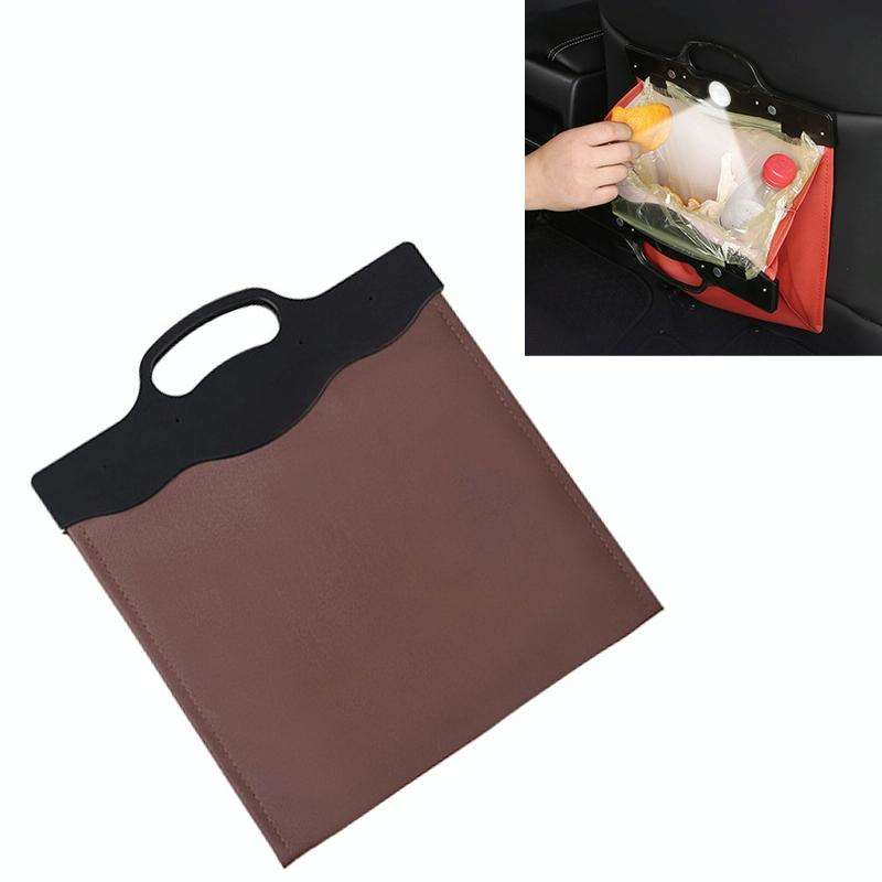 Car Multi-functional Hanging Front Trash Can with LED Light, 32 x 28cm (Coffee)