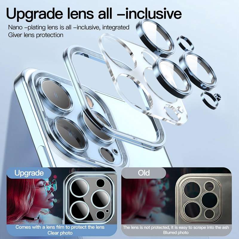 For iPhone 15 Pro Lens Protector MagSafe Electroplated Phone Case(Sierra Blue)