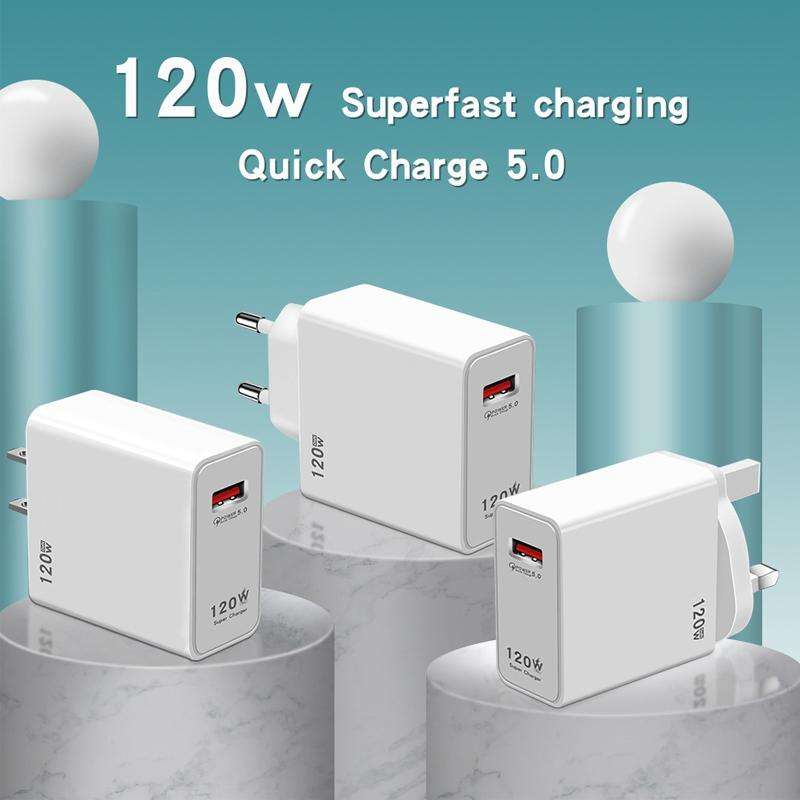 120W USB Super Fast Charging Charger Suitable for Xiaomi 12 / 12 Pro and Huawei / vivo, Plug Size...
