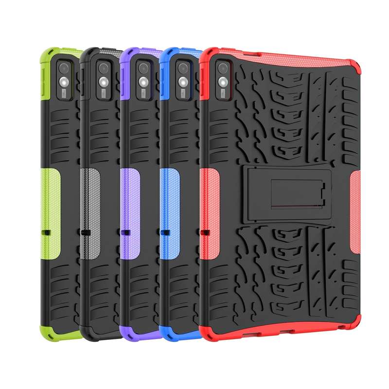For Lenovo Tab M10 Tire Texture TPU + PC Tablet Case with Holder(Green)